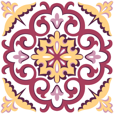 Beautiful ornamental tile background vector illustration. Great for patterns, vintage design, and wallpaper.のイラスト素材