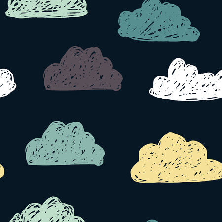 Cute hand drawn clouds seamless pattern.のイラスト素材