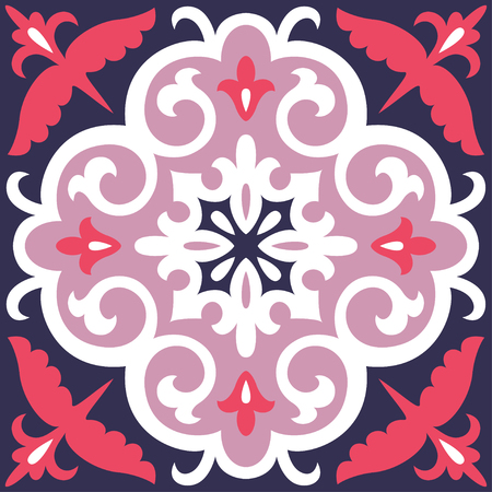 Beautiful ornamental tile background vector illustration. Great for patterns, vintage design, and wallpaper.のイラスト素材