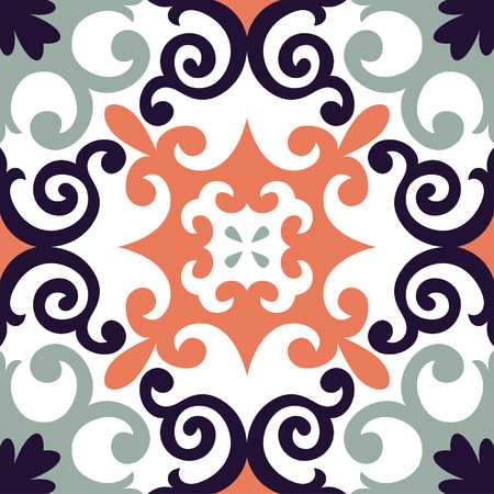 Beautiful ornamental tile background vector illustration. Great for patterns, vintage design, and wallpaper.のイラスト素材