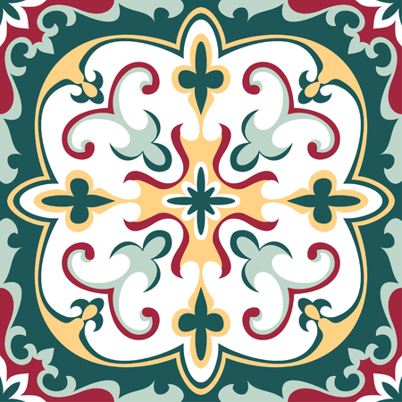 Beautiful ornamental tile background vector illustration. Great for patterns, vintage design, and wallpaper.のイラスト素材