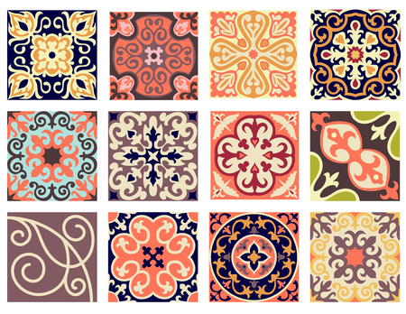 Vintage retro ceramic tile pattern setのイラスト素材