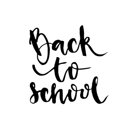 Back to school - lettering calligraphy phrase, handwritten text isolated on the white background. Vector for photo overlays, typography greeting card or t-shirt print, flyer, poster design.のイラスト素材