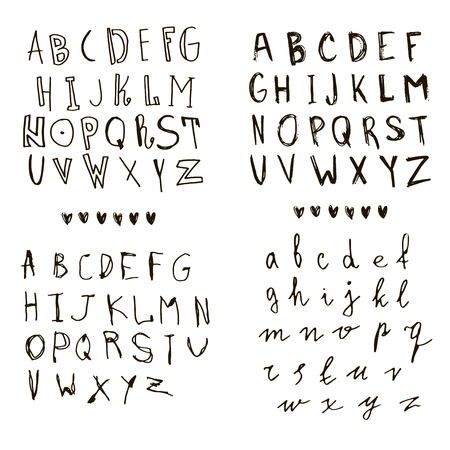 Hand drawing alphabet, colorful art and craft design, Vector illustration.のイラスト素材