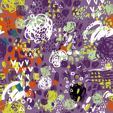 Vector Seamless Pattern . Seamless Pattern with Grunge Elements Hand Drawn textures. Wedding, anniversary, birthday, Valentin's day, party invitations. Vector. Isolated.のイラスト素材