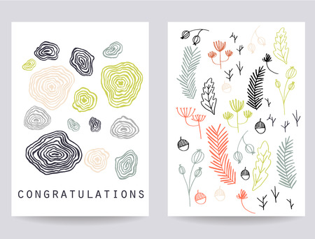 Set of Creative abstract poster. Hand drawn elements. Design for card, invitation, postcard, brochure, flyer. Vector isolated.のイラスト素材