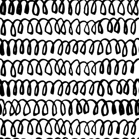 Vector seamless pattern. Abstract background with brush strokes. Monochrome hand drawn print. Trendy monochrome texture graphic design.のイラスト素材
