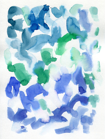 Surreal blue gradient watercolor paint wash on paper. Abstract paint background for image editing and designの写真素材