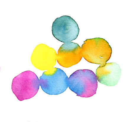 Hand painted abstract watercolor colorful shapes. Can be used for print: bags, t-shirts, home decor, posters, cards, and for web: banners, blogs, advertisement.の写真素材