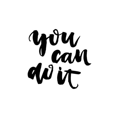 Inspirational quote You Can Do It. Hand written calligraphy, brush painted letters. Vector illustration.のイラスト素材