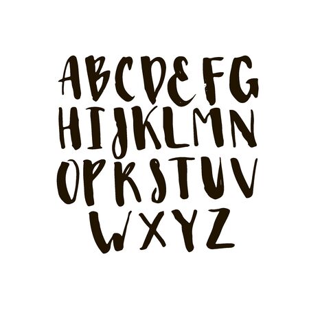 Collection of hand drawn letters. Vector alphabet. Hand drawn letters. Ink illustration. Modern brush calligraphy. Isolated on white background.のイラスト素材