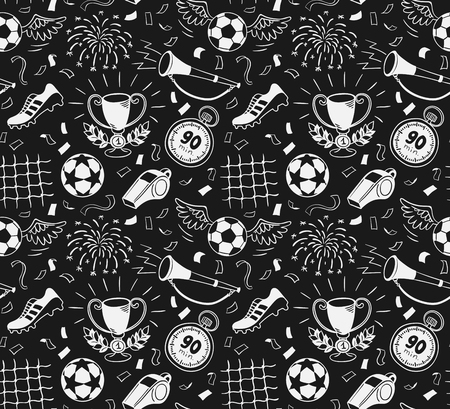 Soccer seamless pattern like trophy and ballsのイラスト素材