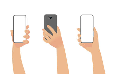 Set of hands with mobile phonesのイラスト素材