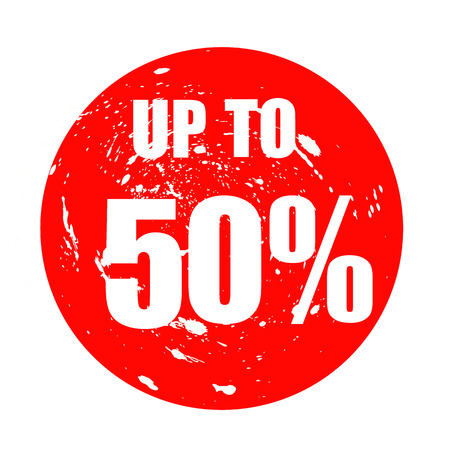 50 perscent sale tag on red round backgroundのイラスト素材