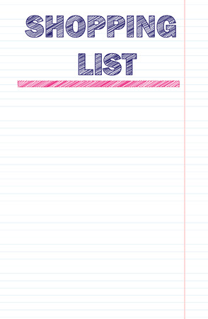 Shopping list with hand drawn styled text template. paper sheet design elementのイラスト素材