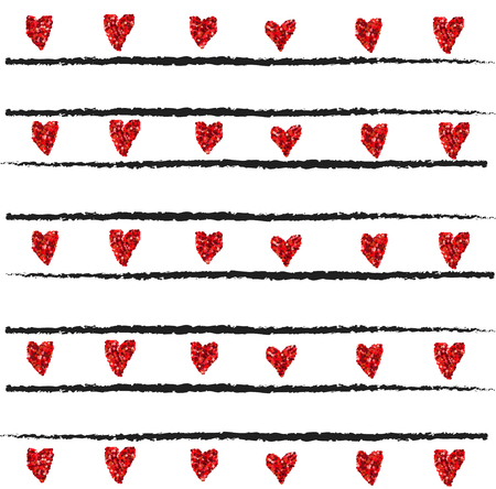 Abstract vector vintage black background with glittering red hearts. Design element. Perfect for design, postcards, wallpapers and etcのイラスト素材