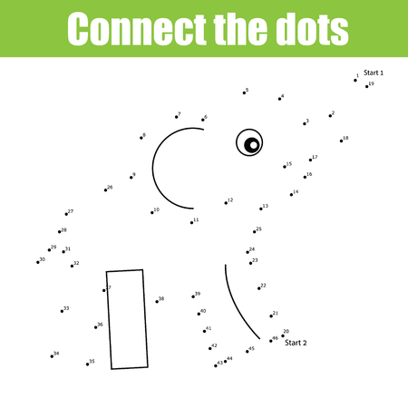 Connect the dots educational drawing children game. Dot to dot  game for kids. Animal themeのイラスト素材