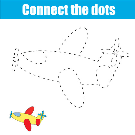 Connect the dots children educational drawing game . Dot to dot game for kids. Transport theme for pre school ageのイラスト素材