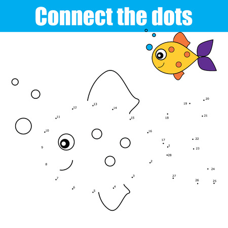 Connect the dots by numbers educational drawing children game. Dot to dot game for kids, coloring page. Animal themeのイラスト素材