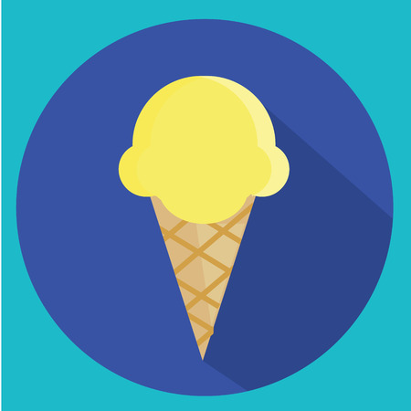 Ice cream cone vector icon with long shadow. Vector illustrationのイラスト素材