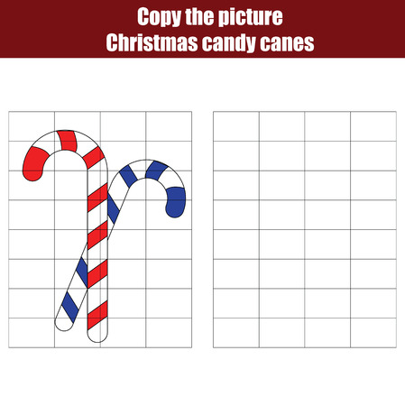 Copy christmas candy canes using a grid. Coloring page children gameのイラスト素材