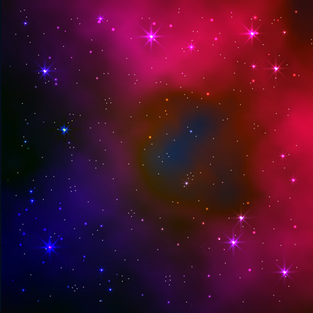Space galaxy vector background with stars and nebula. Realistic vector illustration.のイラスト素材