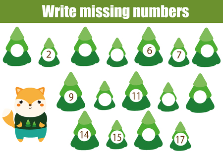Mathematics educational game for children. Complete the row, write missing numbersのイラスト素材