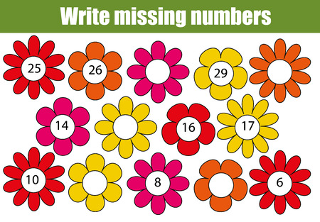 Mathematics educational game for children. Complete the row, write missing numbersのイラスト素材
