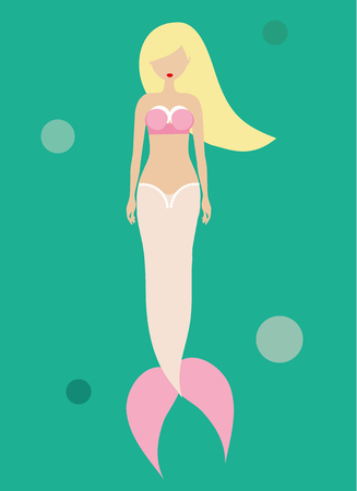 Mermaid with blond hair. Flat vector illustrationのイラスト素材