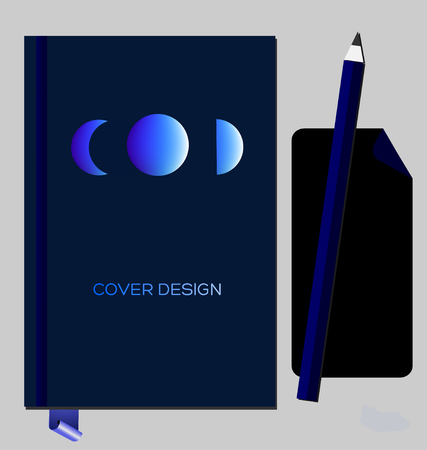 Notepad, book cover design template with abstract geometric glowing elementsのイラスト素材