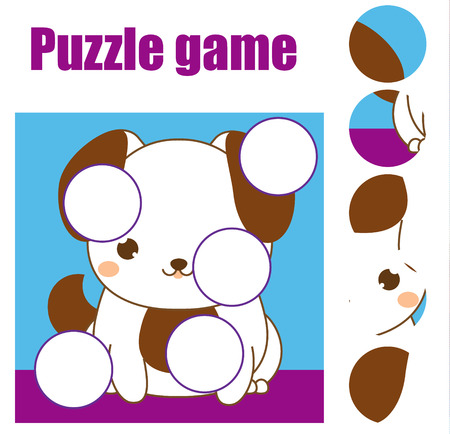 Puzzle for toddlers. Children educational game. Match pieces and complete the picture. Activity for pre school years kids. Animals theme.のイラスト素材