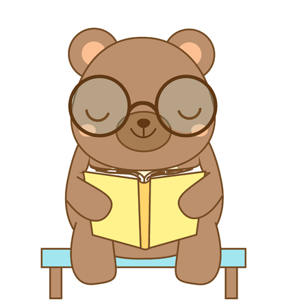 Cute bear reading book.のイラスト素材