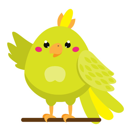 Cute parrot. Cartoon african and tropical animal. Kawaii style. Isolated vector illustrationのイラスト素材