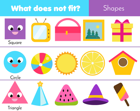 Educational children game. Logic game. What does not fit type. learning geometric shapes for kids and toddlers.のイラスト素材