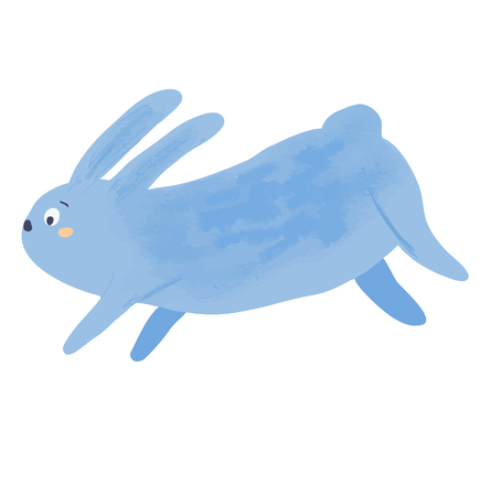 Cute hare jump. Rabbit run. Cartoon bunny in hand drawn style. isolated clip artのイラスト素材