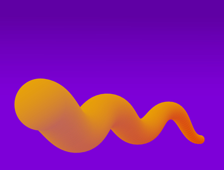 Abstract background with 3d wavy fluid gradient shape. Orange and violet colors. Minimal design for...