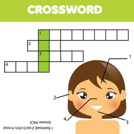 Educational game for children. Crossword puzzle kids activity. My body theme. learning english vocabulary.のイラスト素材