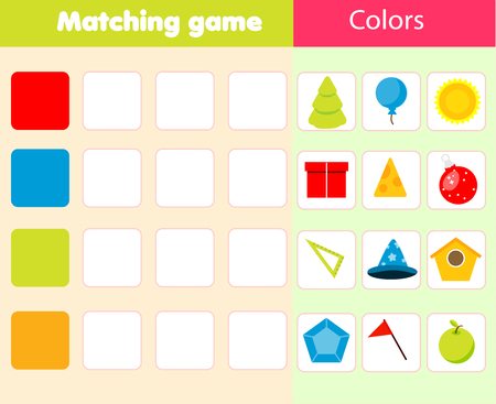 Matching children educational game. Match objects with colors. Learning activity for kids and toddlers.のイラスト素材