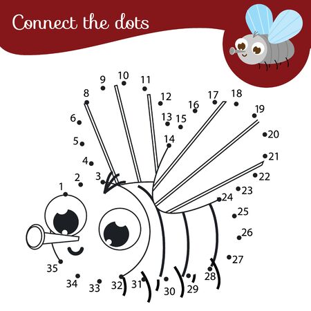 Connect the dots. Dot to dot by numbers activity for kids and toddlers. Children educational game. Cute flyのイラスト素材