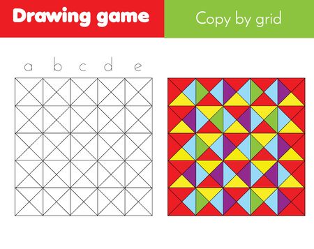 Draw by grid educational game for children and kids. Copy abstract geometric patternのイラスト素材