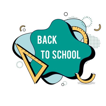 Back to school abstract banner with geometric shapes and rulersのイラスト素材