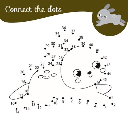Connect the dots. Dot to dot by numbers activity for kids and toddlers. Children educational game. Cute bunnyのイラスト素材