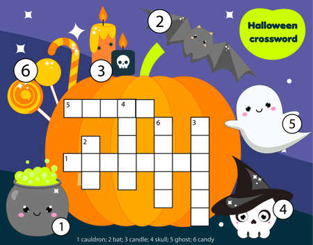 Educational game for children. Halloween theme crossword for kids and toddlersのイラスト素材