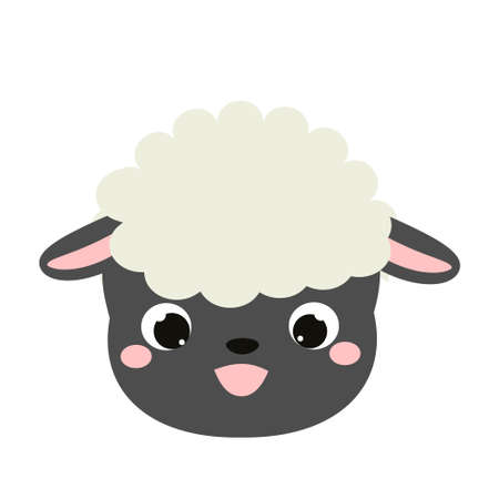 Cute sheep face. Cartoon kawaii lamb animal iconのイラスト素材