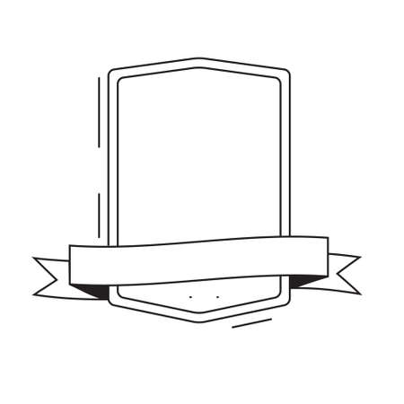 Shield sign with flag. linear Badge, line emblem vector iconのイラスト素材