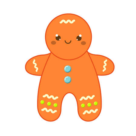 Christmas gingerbread man cookie. New year icon, isolated clip art