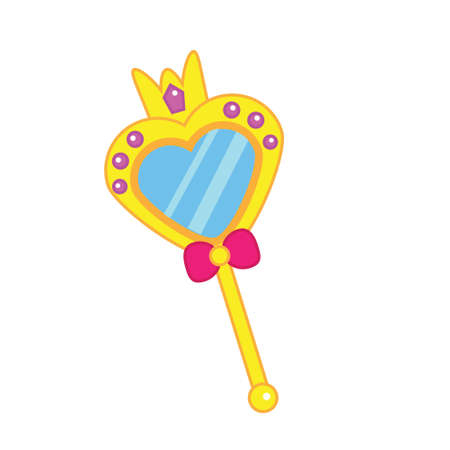 Cartoon princess mirror with bow and crown. vector clip artのイラスト素材