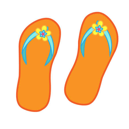 Summer beach shoes. Pair of flip flops. vector clip art.のイラスト素材