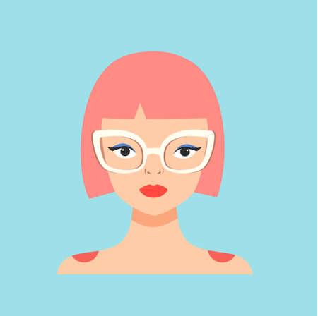 Fashion woman in fancy eyeglasses. glamourous girl. Fashionable female portrait for poster cards, t-shirt print. Witch aestheticのイラスト素材