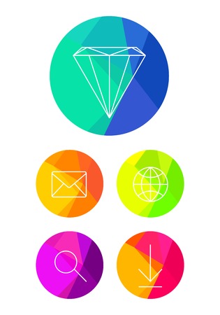 Flat Icons on bright circle backgroundのイラスト素材